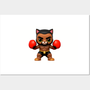 Cat boxer in red gloves Posters and Art